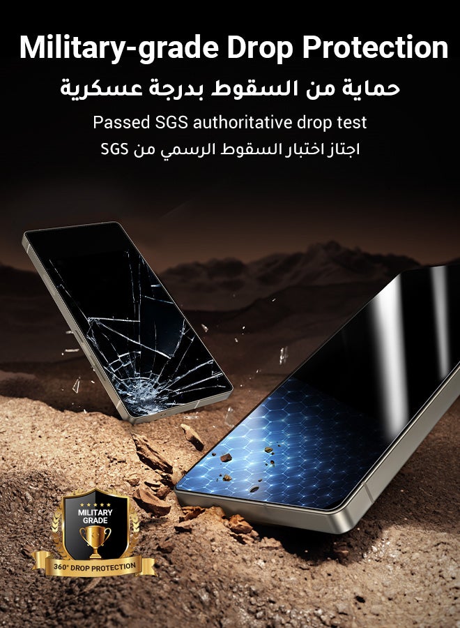 Ugreen - Samsung Galaxy S25 Ultra Privacy Screen Protector  Face ID Supported Easy Installation Anti-Spy And Privacy Protection Anti-Fingerprint And Bubble Free, Case Friendly 9H Tempered Glass - Pack of 2 - Black - Image 1