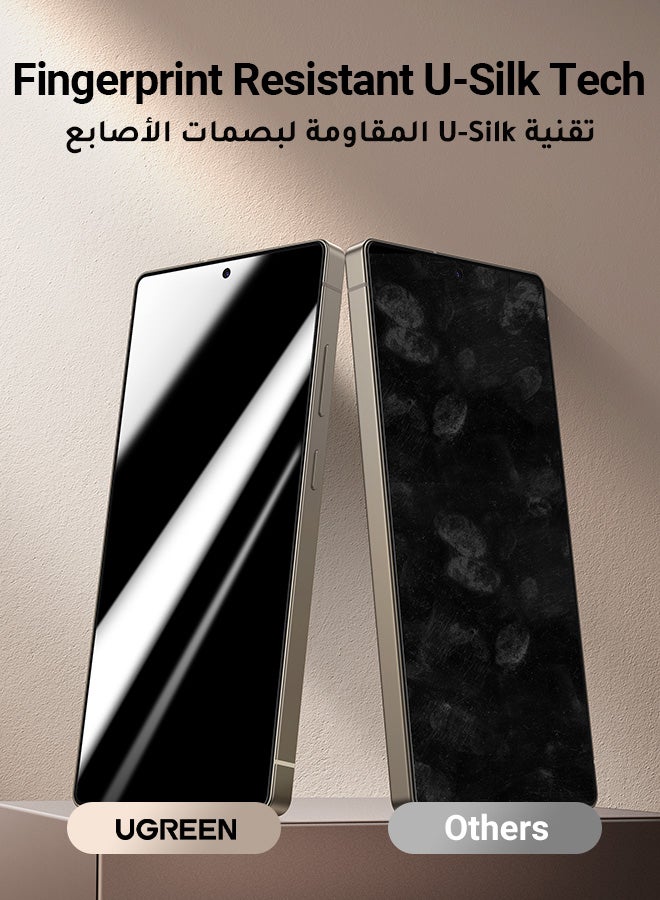 Ugreen - Samsung Galaxy S25 Ultra Privacy Screen Protector  Face ID Supported Easy Installation Anti-Spy And Privacy Protection Anti-Fingerprint And Bubble Free, Case Friendly 9H Tempered Glass - Pack of 2 - Black - Image 1