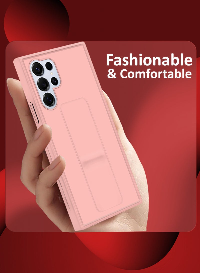 MARGOUN (for Samsung Galaxy S25 Ultra) 2Packs, Case Premium PU Leather with Stand Function, Shockproof and Anti Scratch Finger Grip Case Cover with 1 Shock Proof Screen Protector Pink-1 - Image 5