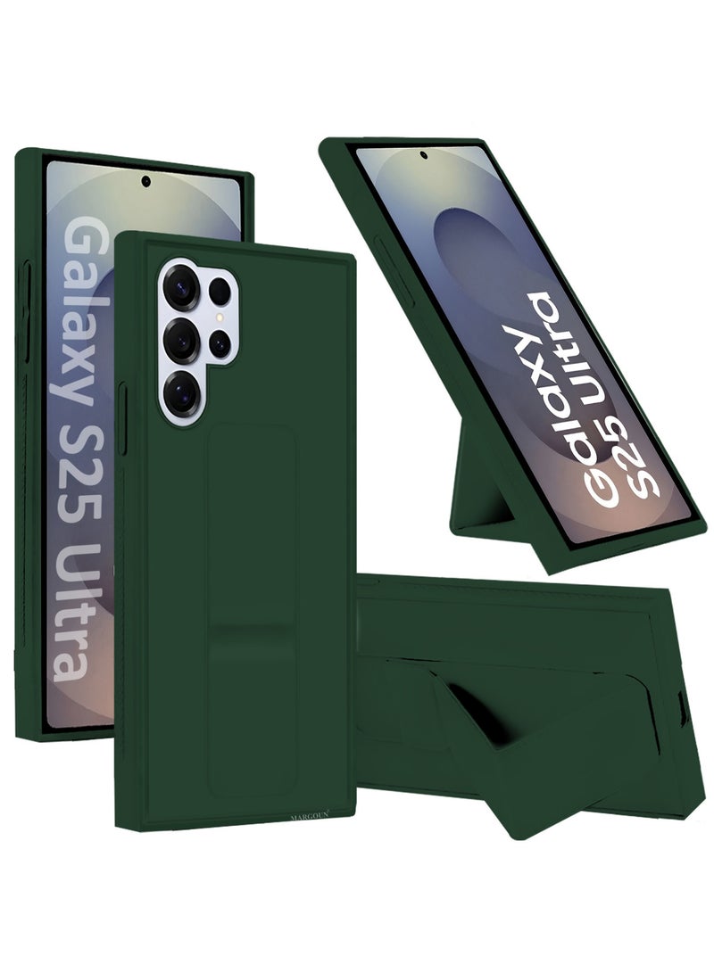 مارجون (لهاتف سامسونج جالاكسي S25 ألترا) غلاف جلد PU فاخر مع وظيفة حامل، مقاوم للصدمات ومضاد للخدوش مع قبضة للأصابع - Image 1