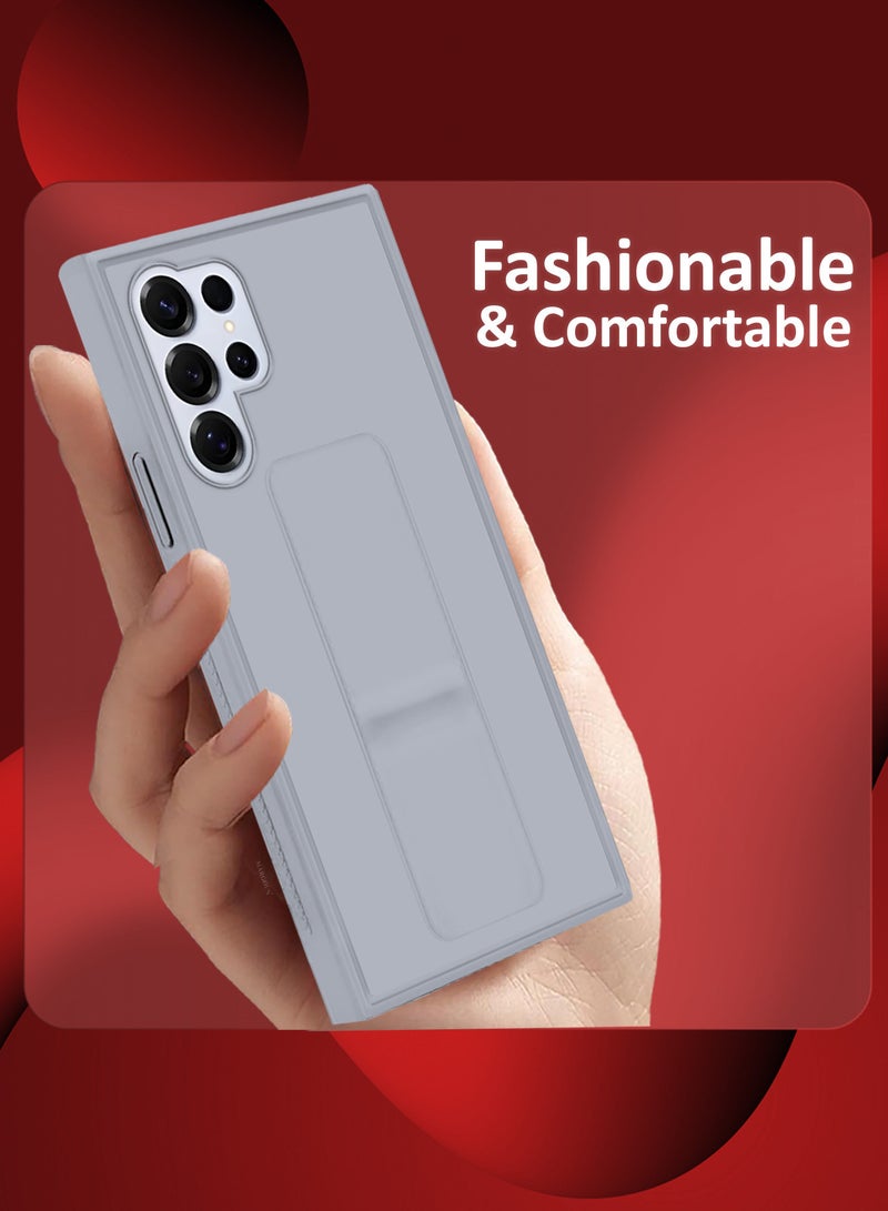 مارجون (for Samsung Galaxy S25 Ultra) 2Packs, Case Premium PU Leather with Stand Function, Shockproof and Anti Scratch Finger Grip Case Cover with 1 Shock Proof Screen Protector Grey-1 - Image 4