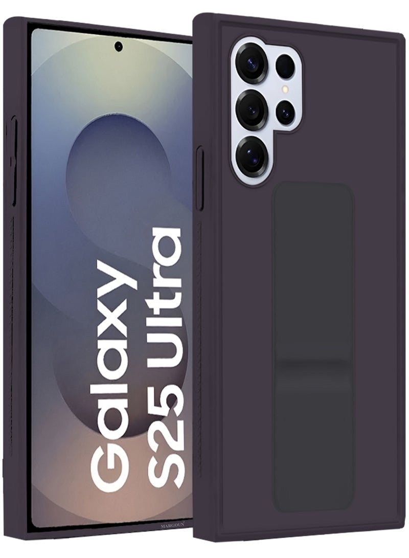 MARGOUN (for Samsung Galaxy S25 Ultra) Case Premium PU Leather with Stand Function, Shockproof and Anti Scratch Finger Grip Case Cover Dark Purple-1 - Image 2