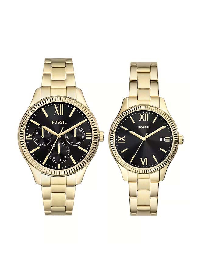 فوسيل - His and Hers Multifunction Gold-Tone Stainless Steel Watch Box Set BQ2829SET - Image 1