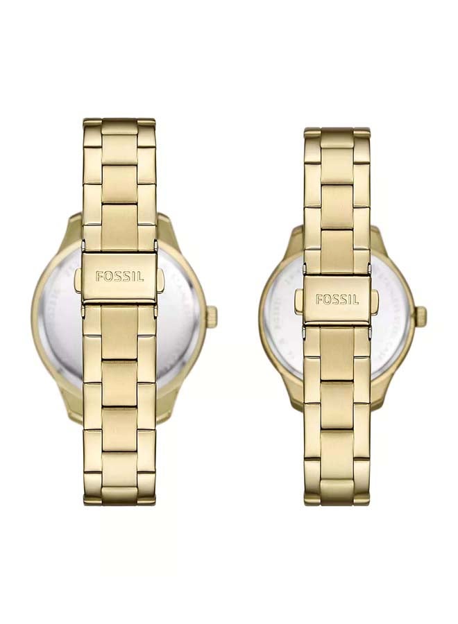 فوسيل - His and Hers Multifunction Gold-Tone Stainless Steel Watch Box Set BQ2829SET - Image 1