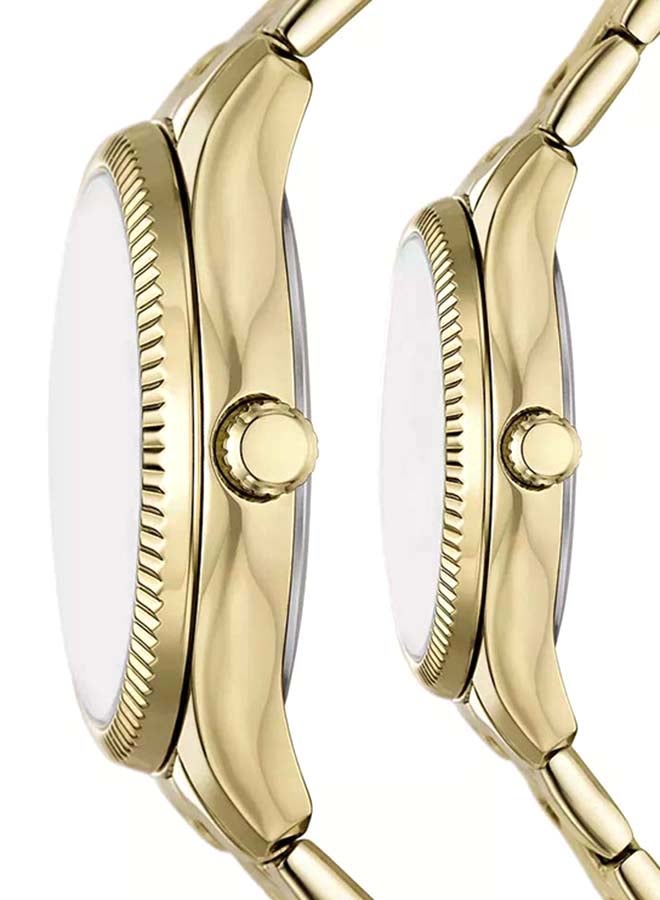 فوسيل - His and Hers Multifunction Gold-Tone Stainless Steel Watch Box Set BQ2829SET - Image 1