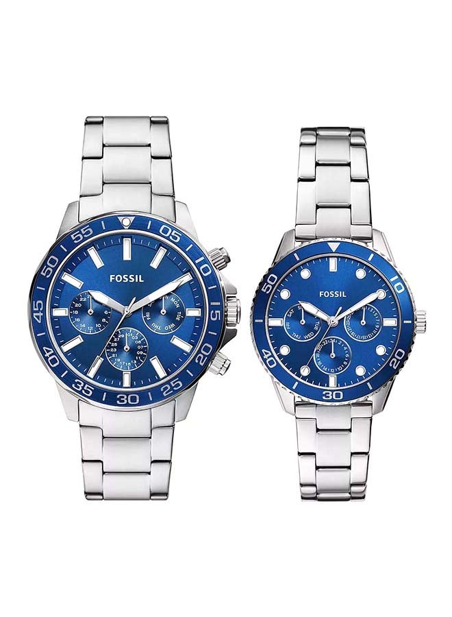 FOSSIL - His and Hers Multifunction Stainless Steel Watch Box Set BQ2828SET - Image 1