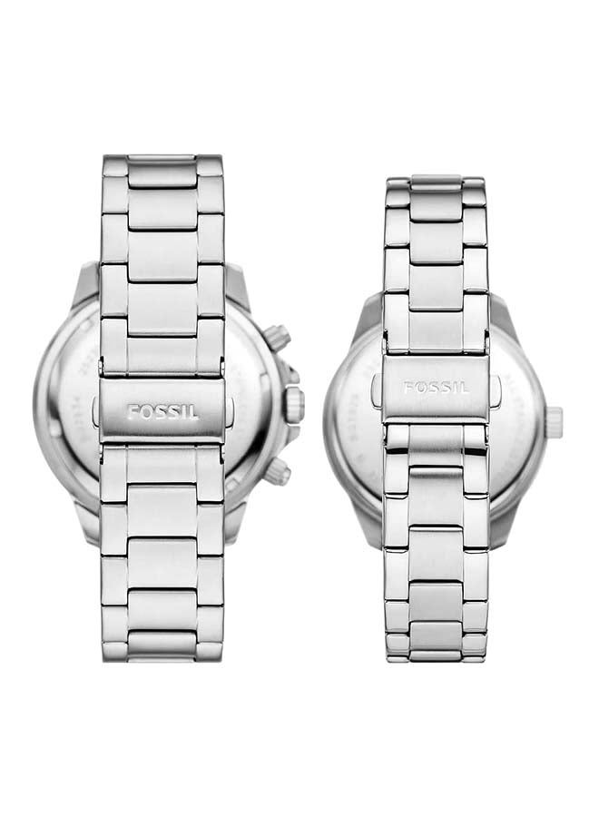 FOSSIL - His and Hers Multifunction Stainless Steel Watch Box Set BQ2828SET - Image 1