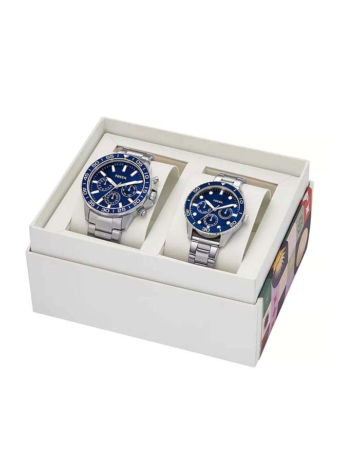 FOSSIL - His and Hers Multifunction Stainless Steel Watch Box Set BQ2828SET - Image 1