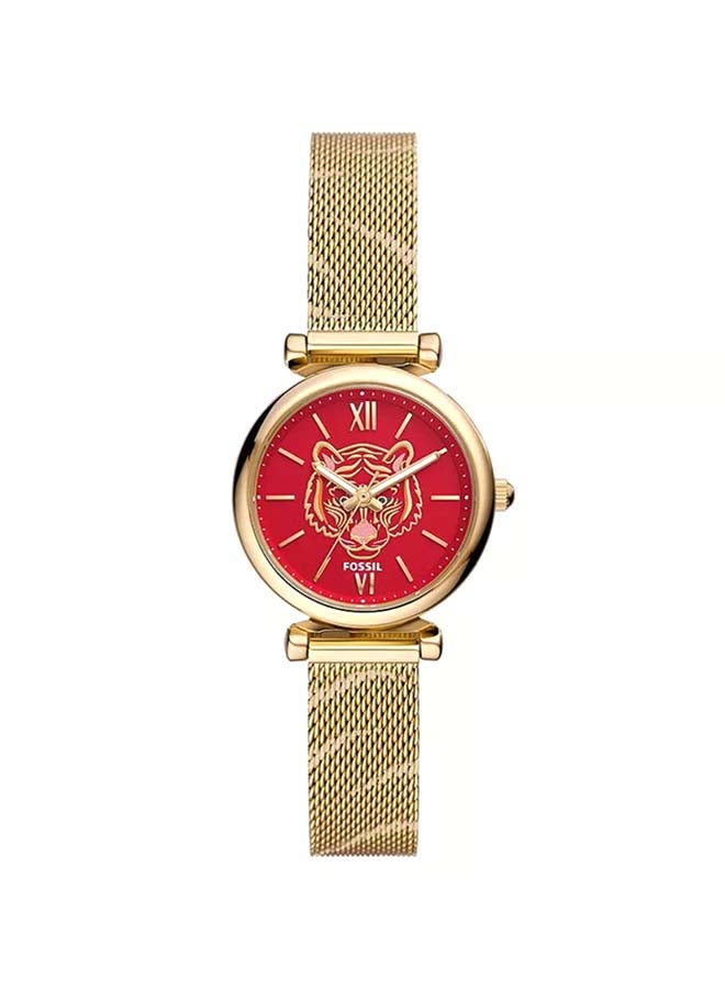 FOSSIL Women's Carlie Three-Hand Gold-Tone Stainless Steel Mesh Watch ES5155 - 28mm  - Image 1