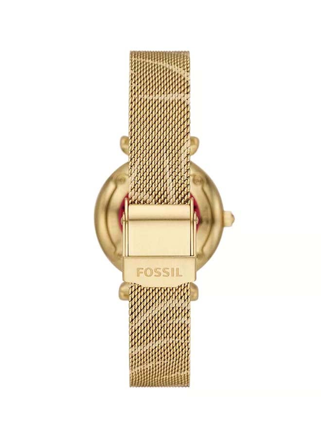 FOSSIL Women's Carlie Three-Hand Gold-Tone Stainless Steel Mesh Watch ES5155 - 28mm  - Image 3