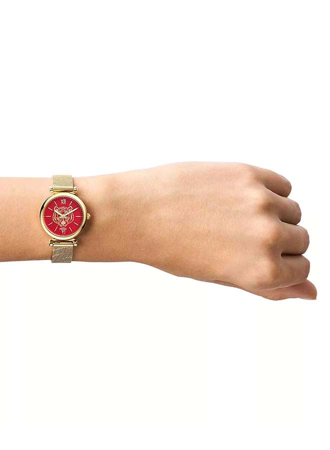 FOSSIL Women's Carlie Three-Hand Gold-Tone Stainless Steel Mesh Watch ES5155 - 28mm  - Image 5