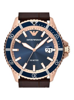 EMPORIO ARMANI Men's Three-Hand Date Brown Leather Band Watch (Model: AR11556)  - Image 5