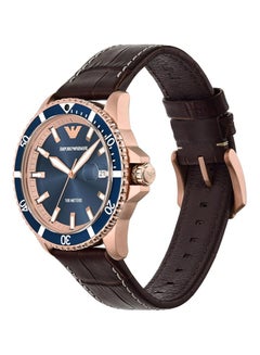 EMPORIO ARMANI Men's Three-Hand Date Brown Leather Band Watch (Model: AR11556)  - Image 2
