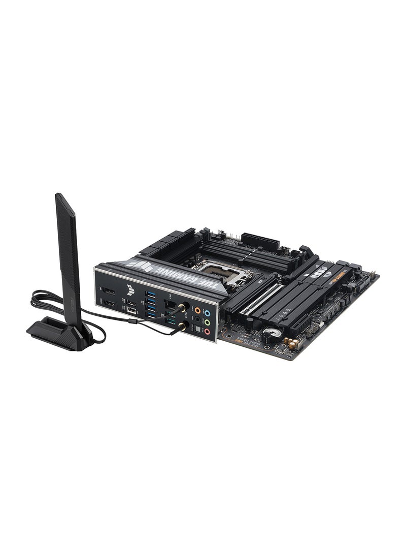 ASUS - TUF Gaming B860M-PLUS Wi-Fi Motherboard, Intel B860 Chipset, Supports Intel Core Ultra Processors (LGA1851), 4 x DIMM DDR5 up to 256GB (8800+ MT/s OC), PCIe 5.0 x16, PCIe 4.0 x4, 3 x M.2 Slots (PCIe 5.0 x4, PCIe 4.0 x4), 4 x SATA 6Gb/s, 2.5Gb Ethernet, Wi-Fi 7 (802.11be), Bluetooth 5.4, USB 20Gbps Type-C, 4K DisplayPort & HDMI, Realtek 7.1 Audio, Aura Sync, mATX Form Factor | 90MB1JV0-M0EAY0 Black - Image 1