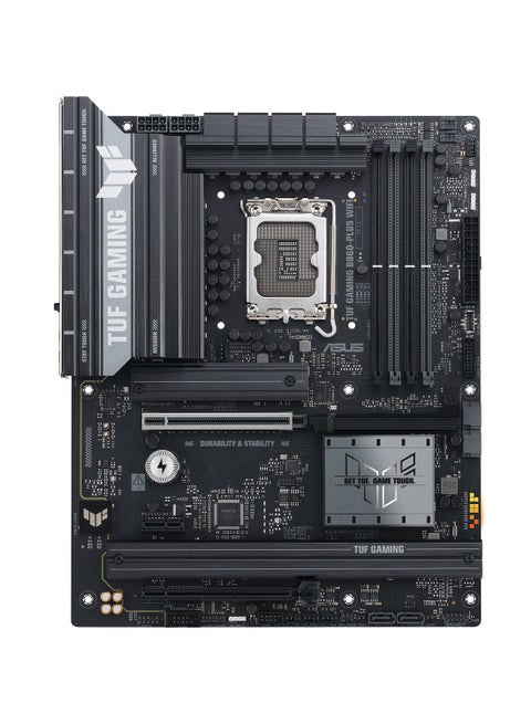 TUF Gaming B860-PLUS WIFI ATX Motherboard, Intel Core Ultra Support, 12+1+2+1 Power Stages (80A DrMOS), PCIe 5.0, 3 M.2 Slots (PCIe 5.0 x4), 2.5Gb Ethernet, WiFi 7, USB 20Gbps Type-C® with DP Alt Mode, Aura Sync RGB, Realtek 7.1 Surround Sound, AI Advisor, BIOS FlashBack™, TUF Components, DIY Friendly (PCIe Slot Q-Release, M.2 Q-Latch) | 90MB1JL0-M0EAY0 Black