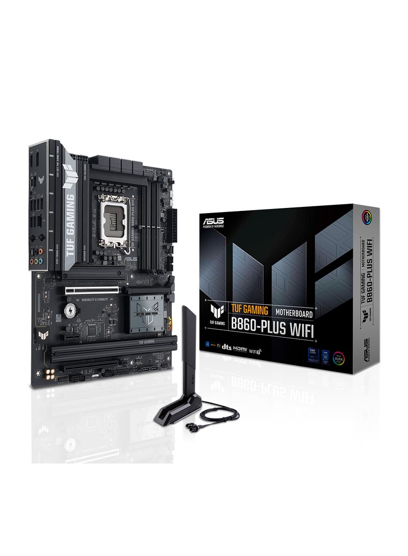 ASUS - TUF Gaming B860-PLUS WIFI ATX Motherboard, Intel Core Ultra Support, 12+1+2+1 Power Stages (80A DrMOS), PCIe 5.0, 3 M.2 Slots (PCIe 5.0 x4), 2.5Gb Ethernet, WiFi 7, USB 20Gbps Type-C® with DP Alt Mode, Aura Sync RGB, Realtek 7.1 Surround Sound, AI Advisor, BIOS FlashBack™, TUF Components, DIY Friendly (PCIe Slot Q-Release, M.2 Q-Latch) | 90MB1JL0-M0EAY0 Black - Image 1