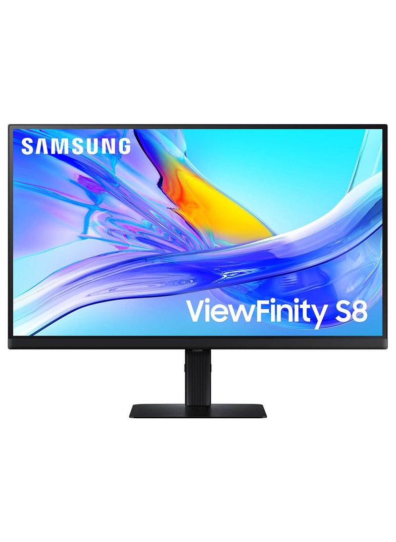 Samsung 32 inch ViewFinity 4K UHD S8 Monitor, 60Hz Resolution, 5ms Response Time, 1.07b Color Support, 90W USB-C Charging Power, Has stand, LAN, KVM, SPK LS32D806UAMXUE Black - Image 1