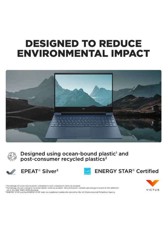 إتش بي - Victus 15.6-Inch Full HD 144Hz Gaming Laptop, Core i5-12450H Processor/8GB RAM/512GB SSD/6GB NVIDIA GeForce RTX 3050 Graphics/Windows 11 Home ( International Version) English Performance Blue - Image 1