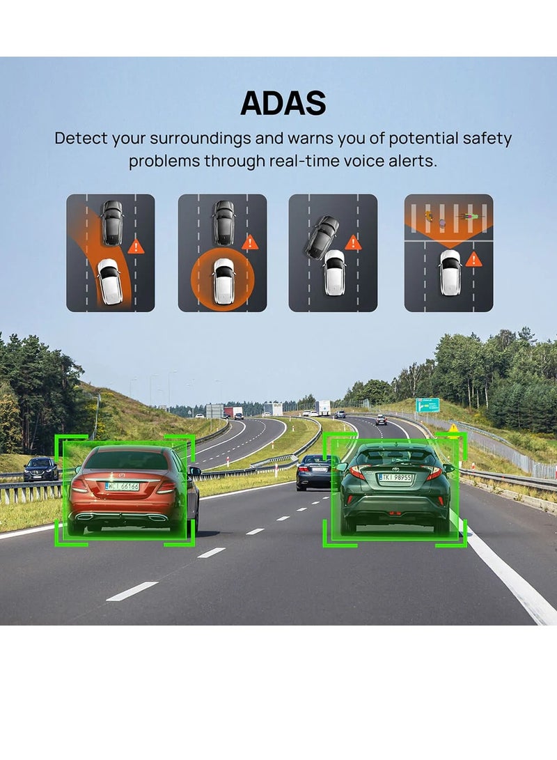 70mai - Dual Channel Dash Cam Set A510-1, STARVIS 2 IMX675 Sensor, ADAS, Built-in GPS Logger, Route Recorder, MaiColor Vivid+ with Night Owl Vision, App Playback & Share, Optional Parking Monitoring-Black - Image 1
