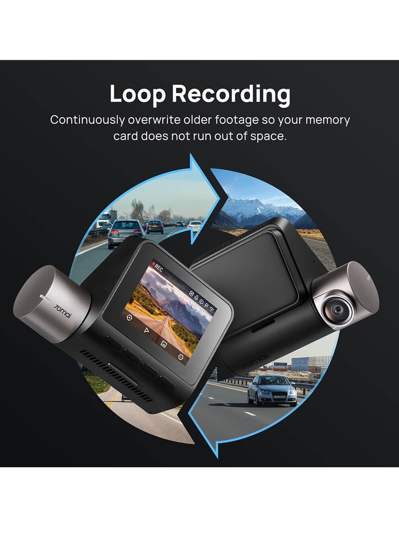 70mai - Dual Channel Dash Cam Set A510-1, STARVIS 2 IMX675 Sensor, ADAS, Built-in GPS Logger, Route Recorder, MaiColor Vivid+ with Night Owl Vision, App Playback & Share, Optional Parking Monitoring-Black - Image 1