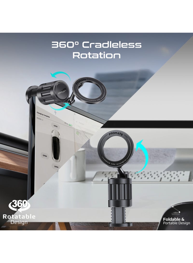بروميت Magnetic Smartphone Mount with Versatile Clamping on Car Screens, Work Desks, Tables or Any Surface Up To 30mm, N52 Magnets, Sturdy Clamping, Anti-Shake Stability, 360° Rotation, MagSafe Compatibility, SnagMount Black  - Image 4