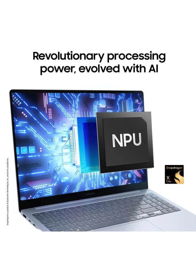 Samsung - Galaxy Book4 Edge Copilot+ PC 14 Inch AMOLED Touch-Screen Laptop, Qualcomm Snapdragon X Elite Processor/16GB RAM/512GB SSD/Qualcomm Adreno Integrated Graphics/Windows 11 Home (International Version) English Sapphire Blue - Image 1