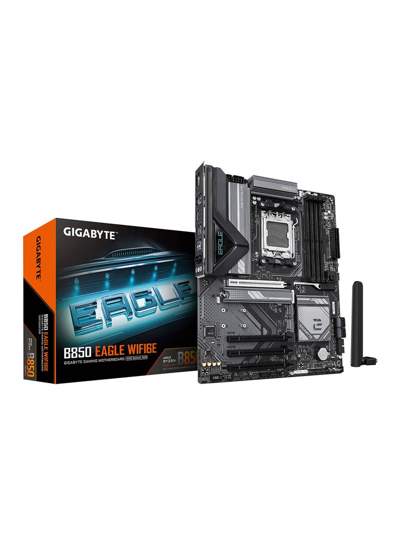 GIGABYTE B850 Eagle Wi-Fi6E AM5 ATX Motherboard, AMD B850 Chipset, 4x DDR5 DIMM Slots, Up to 256GB Max Memory, 1x PCIe 5.0 x16, 3x M.2 Slots, WiFi & BT Connectivity, B850-EAGLE-Wi-Fi6E Black  - Image 1