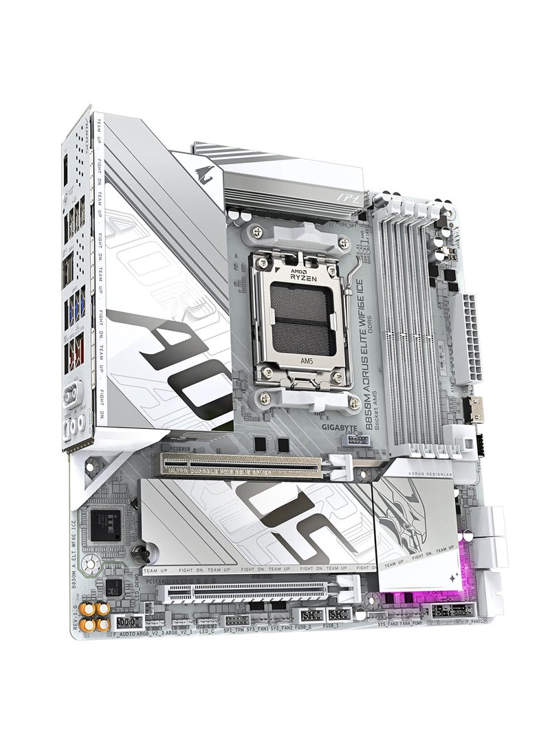 جيجابايت - B850M AORUS ELITE Wi-Fi6E Micro-ATX Motherboard, LGA 1700 Socket, Intel B850 Chipset, Wi-Fi 6E, 2.5GbE Ethernet, Dual M.2 PCIe 4.0, DDR4 Memory Support up to 5333MHz, HDMI/DisplayPort, Bluetooth 5.3, USB 3.2, Smart Fan Control, RGB Fusion | 9MB85MEI6-00-G10 White - Image 1