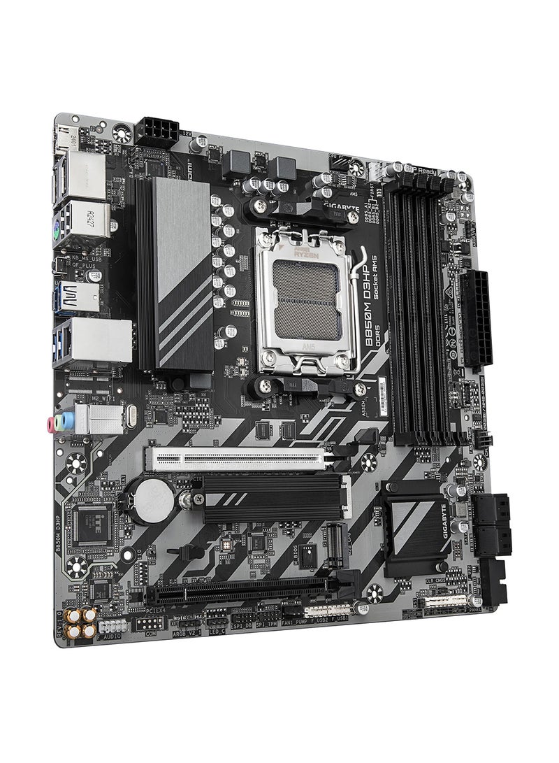 GIGABYTE B850M-D3HP Micro ATX Motherboard, AMD B850 Chipset, Socket AM5 for Ryzen 9000/8000/7000 Series, DDR5 Support (up to 256GB), PCIe 5.0/4.0, Dual DisplayPorts, HDMI 2.1, Realtek GbE LAN, USB 3.2 Gen 1, M.2 & SATA SSD Support, RAID, RGB Support, Windows 10/11 Compatible | 9MB85MHP-00-G10 Grey  - Image 3