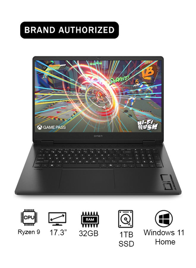 HP OMEN Laptop With 17.3-Inch Display, AMD Ryzen 9-8945HS Processor/32GB RAM/1TB SSD/8GB NVIDIA GeForce RTX 4060 Graphics/Windows 11 Home English/Arabic Shadow black - Image 1