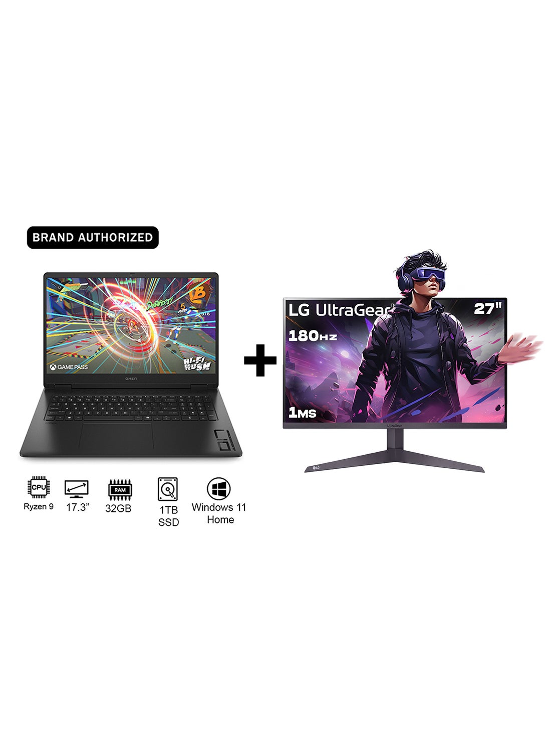 OMEN Laptop With 17.3-Inch Display, AMD Ryzen 9-8945HS Processor/32GB RAM/1TB SSD/8GB NVIDIA GeForce RTX 4060 Graphics/Windows 11 Home English/Arabic Shadow black