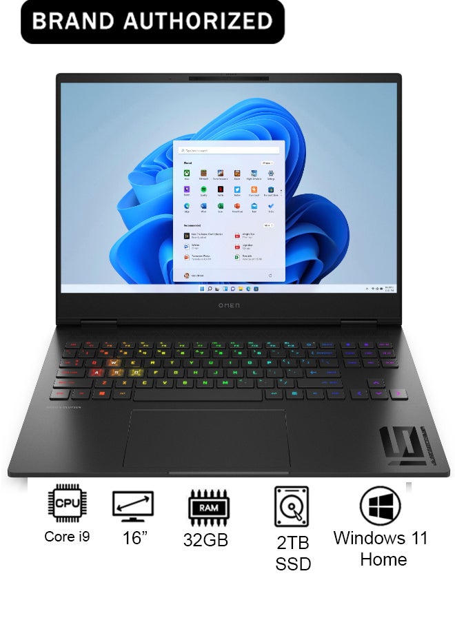 HP OMEN 9U2H5EA Laptop With 16-Inch Display, Core i9-14900HX Processor/32GB RAM/2TB SSD/8GB NVIDIA GeForce RTX 4070 Graphics/Windows 11 Home English/Arabic Shadow black English/Arabic Shadow black - Image 1