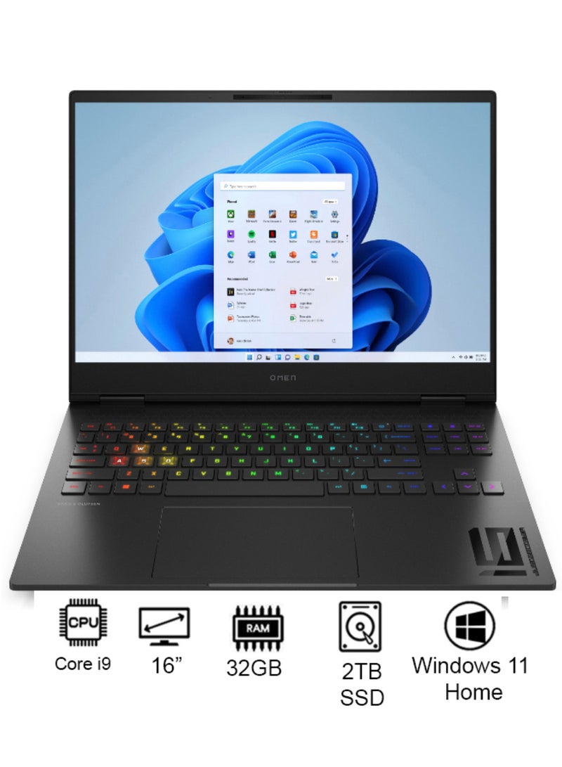 HP لابتوب OMEN بشاشة 16 بوصة، مع معالج Core i9-14900HX/ذاكرة RAM سعة 32GB/قرص SSD سعة 2TB/بطاقة رسومات NVIDIA GeForce RTX 4070 بسعة 8GB/نظام Windows 11 Home - Image 1