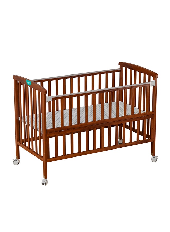 Moon Baby Wooden Portable Crib, 129 X 69 X 96 CM, Golden Brown, 0 To 4 Years - Image 1