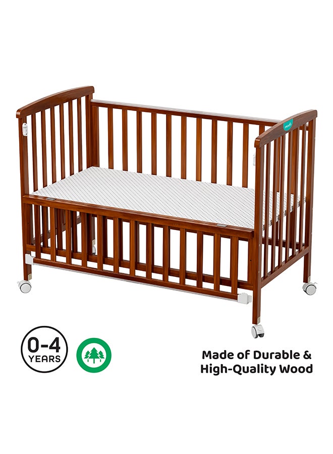 Moon Baby Wooden Portable Crib, 129 X 69 X 96 CM, Golden Brown, 0 To 4 Years - Image 2