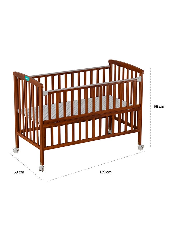 Moon Baby Wooden Portable Crib, 129 X 69 X 96 CM, Golden Brown, 0 To 4 Years - Image 3