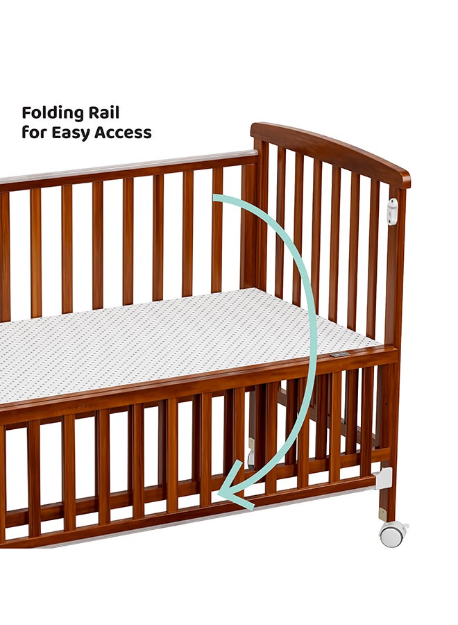 Moon Baby Wooden Portable Crib, 129 X 69 X 96 CM, Golden Brown, 0 To 4 Years - Image 4