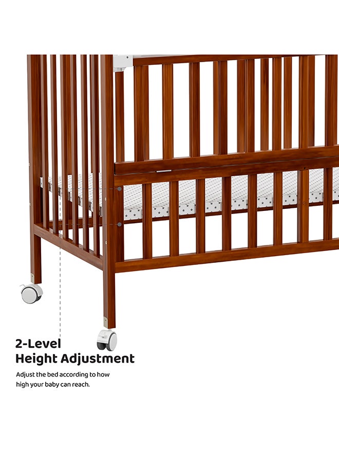 Moon - Baby Wooden Portable Crib, 129 X 69 X 96 CM, Golden Brown, 0 To 4 Years - Image 1