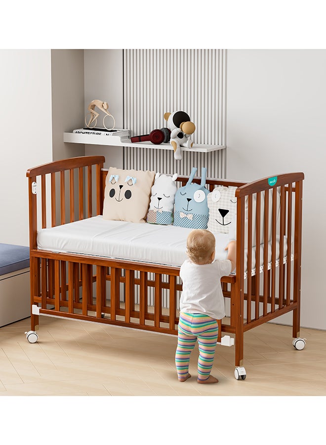 Moon - Baby Wooden Portable Crib, 129 X 69 X 96 CM, Golden Brown, 0 To 4 Years - Image 1