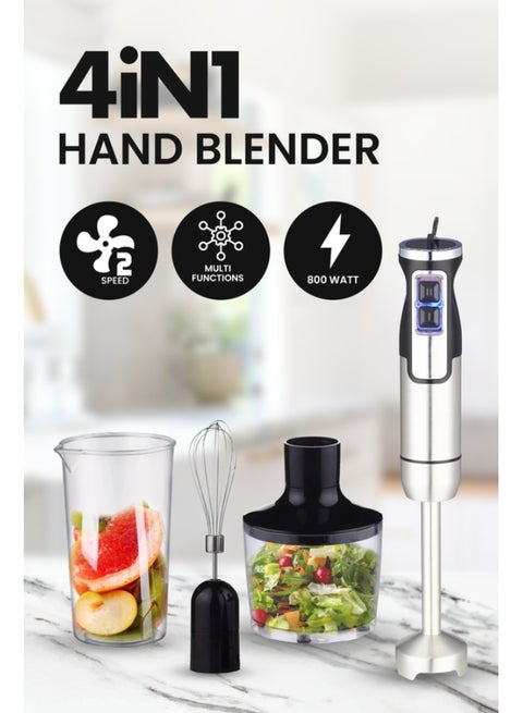 Hand Blender Set Multi-Function 4 in 1 750ml 800 Watts Variable Speed RA-HB1175 Silver