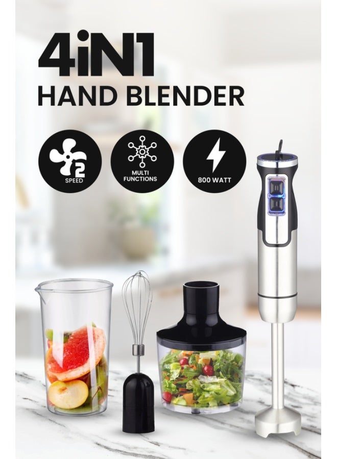 Hand Blender Set Multi-Function 4 in 1 750ml 800 Watts Variable Speed RA-HB1175 Silver