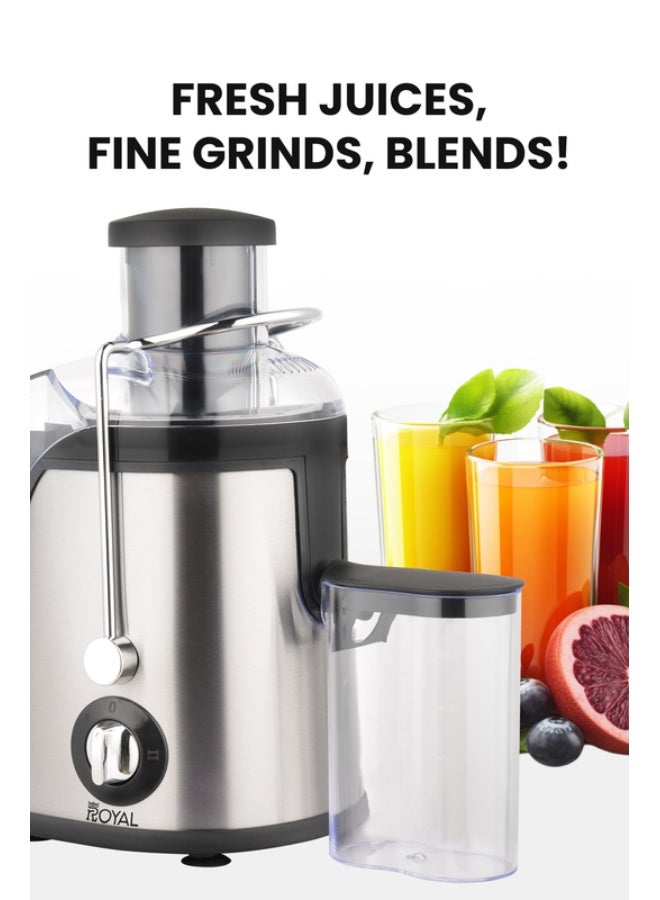 Royal Juice Extractor with 2 Speeds - 1.8L Large Container Whole Fruit Juice Extractor S.S Housing & Mesh Strainer Overheat Protection 1.8 L 500 W RA-SJ2211 Silver - Image 2