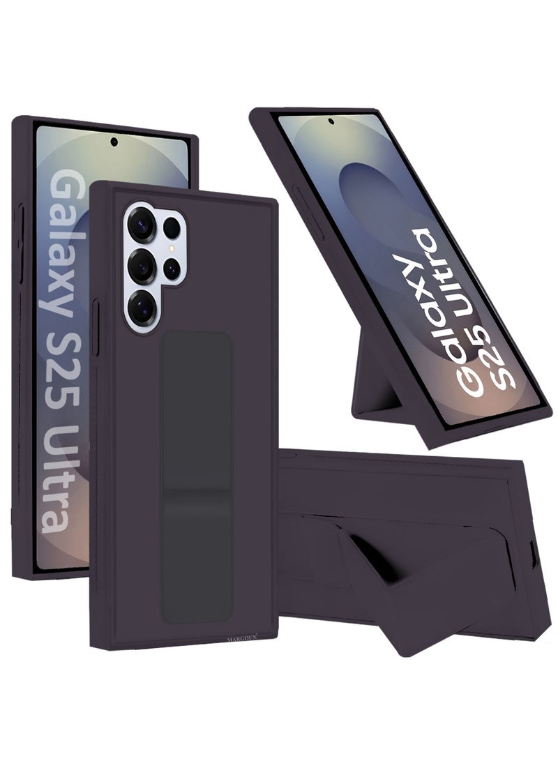 MARGOUN (for Samsung Galaxy S25 Ultra) 2Packs, Case Premium PU Leather with Stand Function, Shockproof and Anti Scratch Finger Grip Case Cover with 1 Shock Proof Screen Protector Dark Purple-1 - Image 2