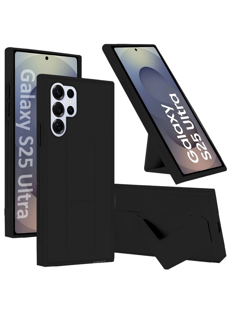 مارجون (لجهاز سامسونج جالاكسي S25 ألترا) 3 حزم، غلاف جلد PU الفاخر مع وظيفة الحامل، مقاوم للصدمات ومضاد للخدوش مع غلاف قبضة الأصابع و 2 واقي شاشة مقاوم للصدمات - Image 2