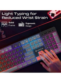 VERTUX Vertux Full-Size Mechanical Keyboard for Gamers With 17 LED Rainbow Modes, Low-Profile Dust-Proof Keys, Multimedia Function Keys, 26 Anti-Ghost Keys  - Image 4