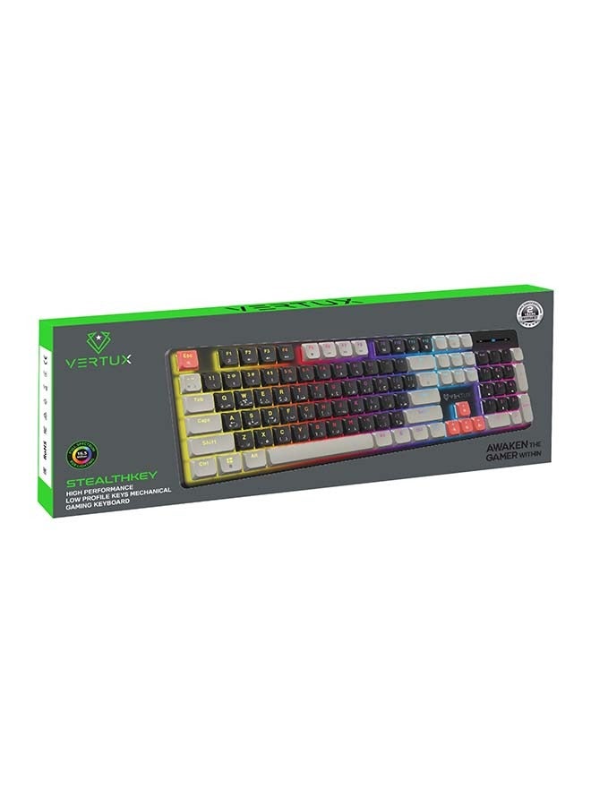 Vertux Full-Size Mechanical Keyboard for Gamers With 17 LED Rainbow Modes, Low-Profile Dust-Proof Keys, Multimedia Function Keys, 26 Anti-Ghost Keys - pnsku/N70144670V/45/_/1737528457/83c86e40-c65a-4503-98f7-230afa2fb2a2