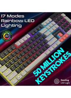 VERTUX Vertux Full-Size Mechanical Keyboard for Gamers With 17 LED Rainbow Modes, Low-Profile Dust-Proof Keys, Multimedia Function Keys, 26 Anti-Ghost Keys  - Image 5