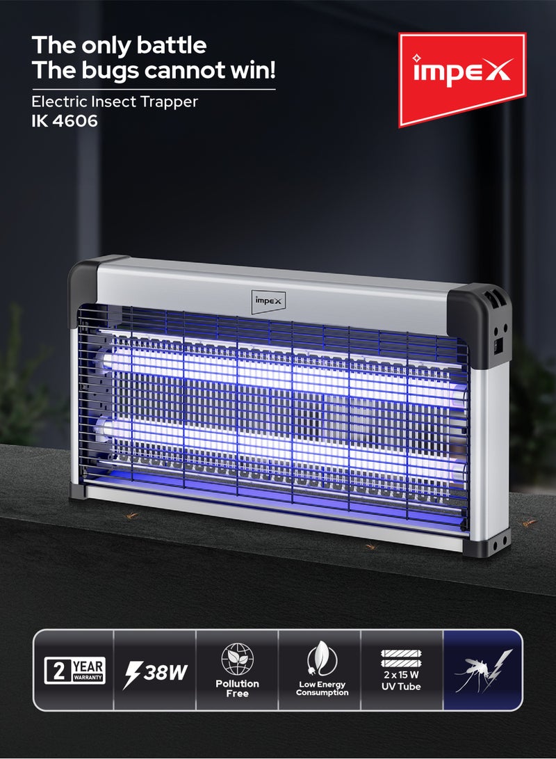 Impex Insect Killer Electric with 2 x 15W UV Tubes, 38W Power, Automatic Pest Control, Pollution-Free, Non-Toxic Fume-Free Design, Advanced Technology, Easy to Install and Clean - 38 W IK 4606 Multicolor - Image 2