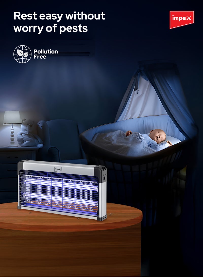 Impex Insect Killer Electric with 2 x 15W UV Tubes, 38W Power, Automatic Pest Control, Pollution-Free, Non-Toxic Fume-Free Design, Advanced Technology, Easy to Install and Clean - 38 W IK 4606 Multicolor - Image 3