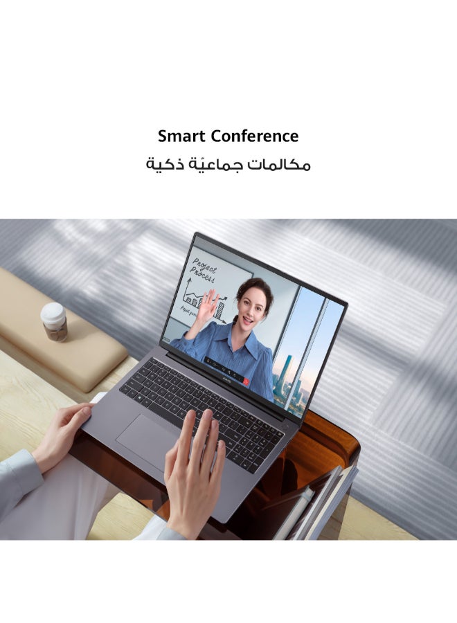 HUAWEI - Matebook D16 Laptop With 16-Inch Eye Comfort FullView Display, Ultra Slim, Core i5-13420H Processor/8GB RAM/512GB SSD/Windows 11 Home + Gift Box English/Arabic Mystic Silver - Image 1